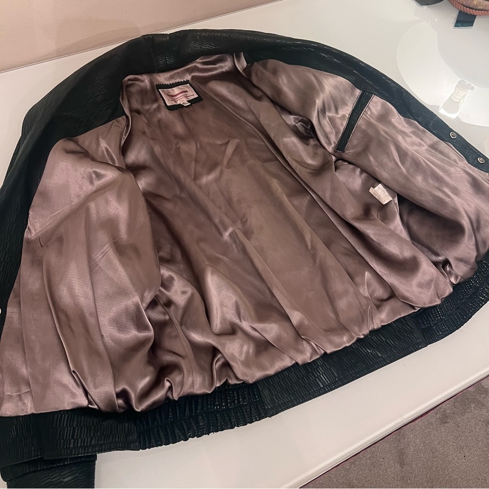 BOVINES Leather Jacket Men’s 40 Forest Green Textured Shawl Collar Canada Made - Picture 12 of 16